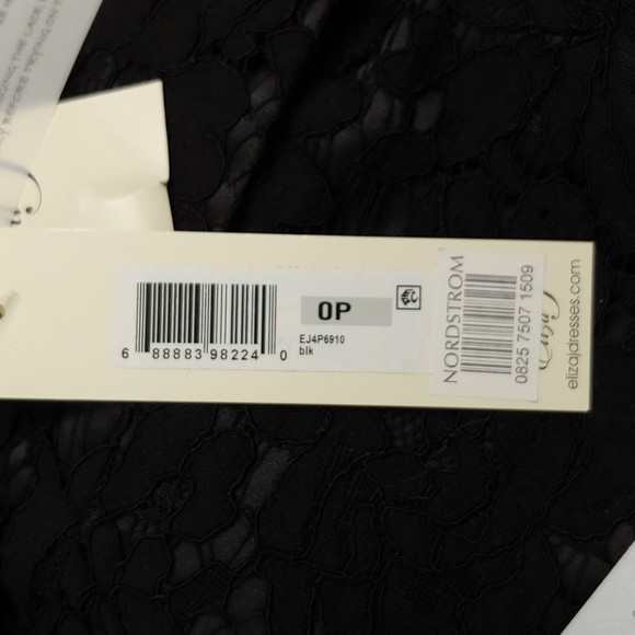 Eliza J Black Lace Cocktail dress, 3/4 Sleeve, Round Neck, Size OP, NWT - Picture 10 of 14